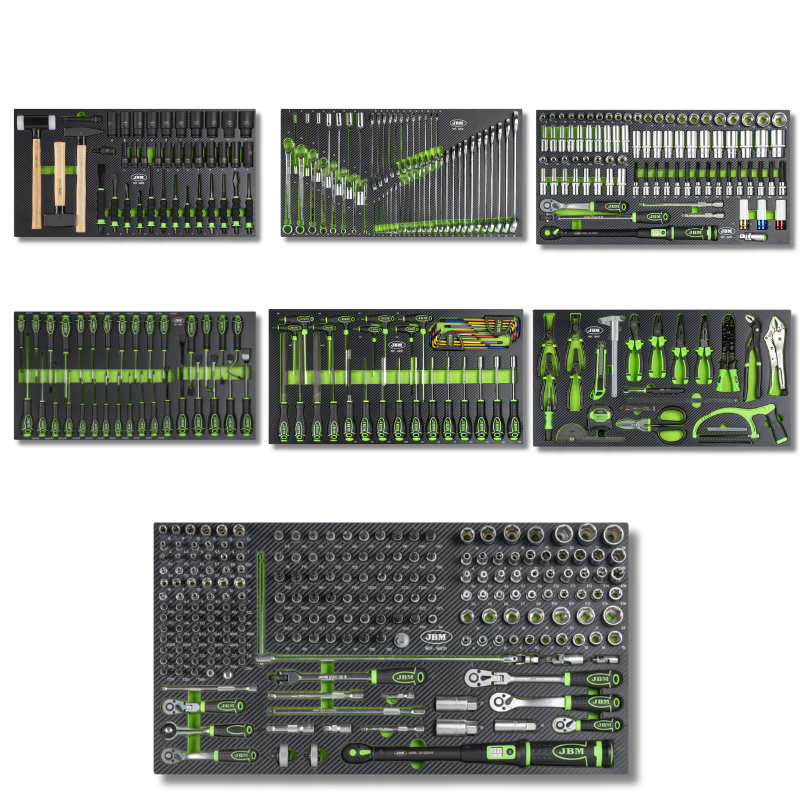 JBM - Wózek narzędziowy 8 szuflad z wyposażeniem 468 elementów (Carbon EVA)